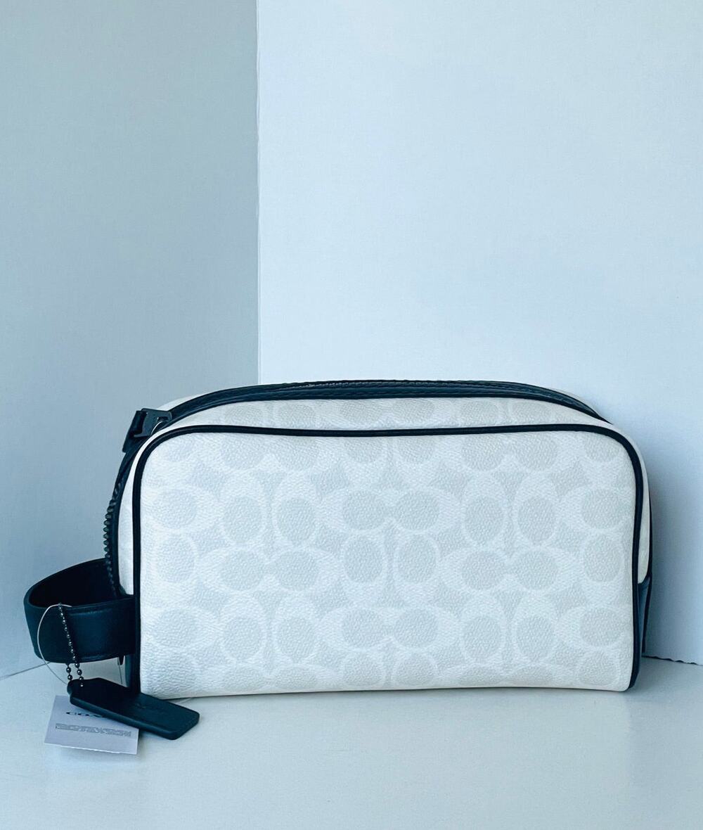 Coach CAR15 Chalk Black Signature Canvas Dopp Travel Kit
